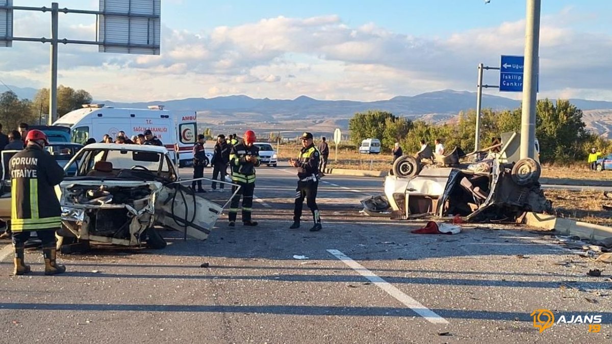 İskilip Yolu Kan Buladı! Kavşakta Korkunç Kaza: 7 Kişi Hayatla Dans Etti!