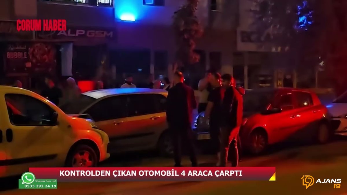 Korkunç Anlar! Kontrolden Çıkan Otomobiletti, Park Halindeki 4 Aracın Kilometrelerce Uzağa Savurdu!