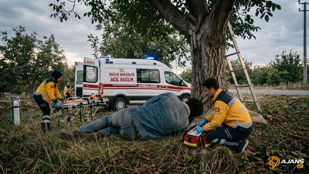 Ceviz Toplarken Hayatının Şokunu Yaşadı: Ağaçtan Düşen Genç Adamın Durumu Ağır!