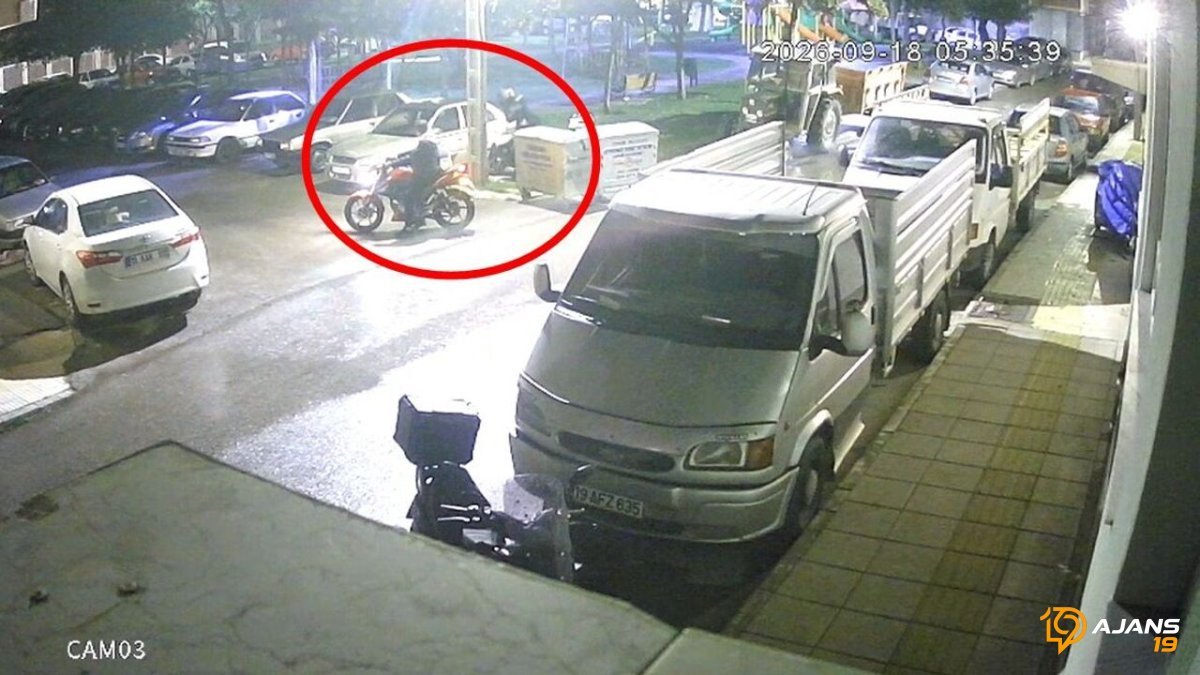 Park Halindeki Motosikletten Kaskı Böyle Sildiler! Güvenlik Kamerası Kayıttaydı...
